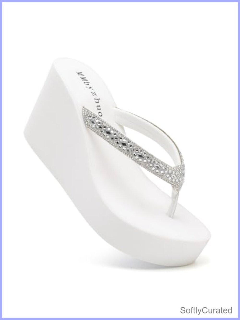 Rhinestone Wedge Flip Flops Platform Sandals Arch Support Wedding Heels
